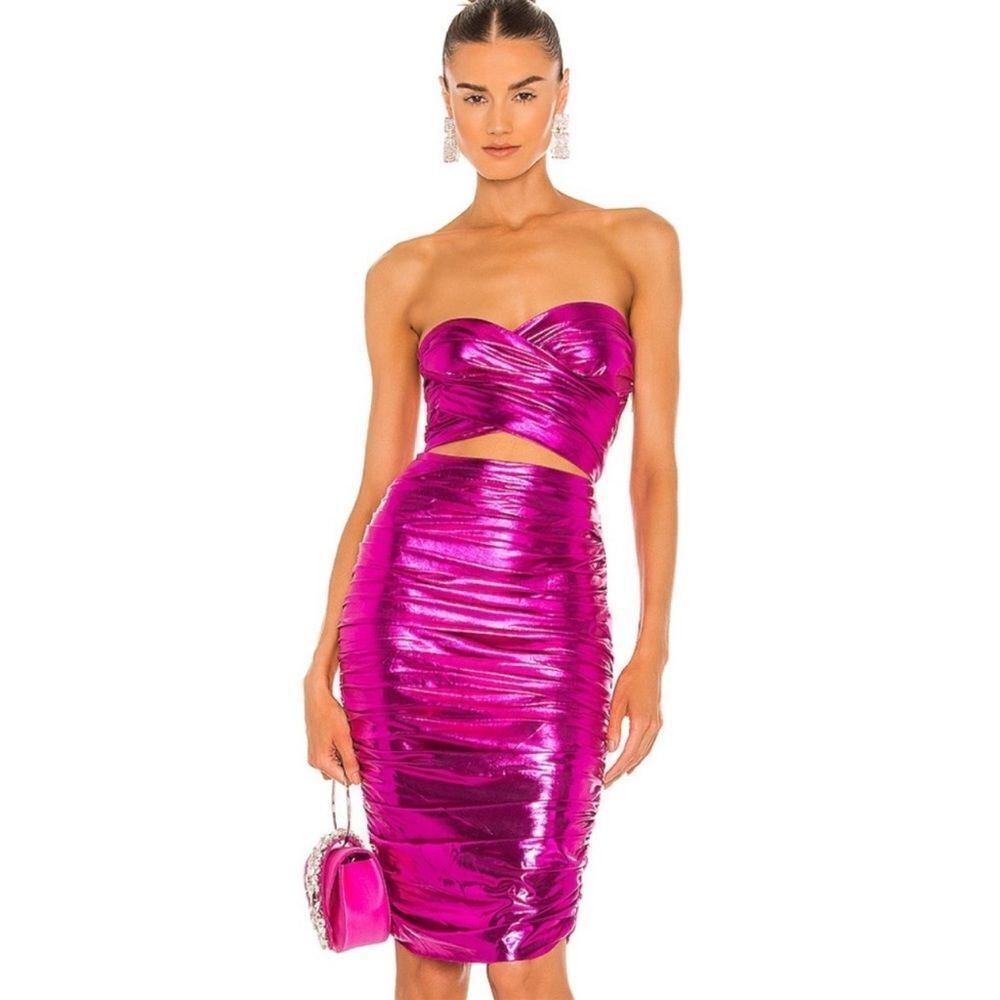 REVOLVE Metallic Pink Midi Dress